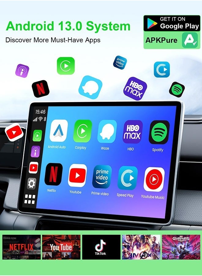 ديقيساند صندوق الذكاء الاصطناعي اللاسلكي لأندرويد 13 مع خاصية CarPlay، محول أندرويد Auto مناسب لنظام السيارة الذكي لدعم Netflix وYouTube. - Image 4